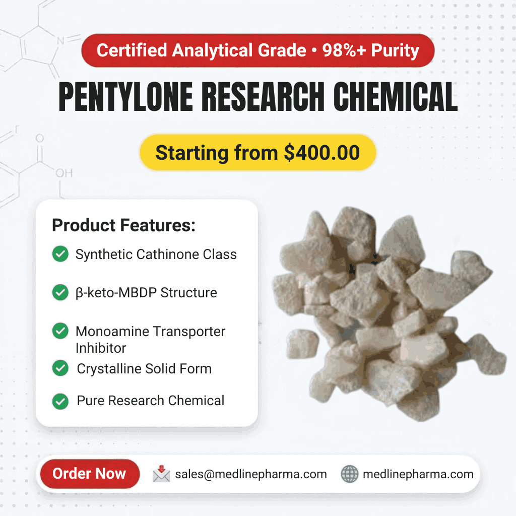 Pentylone Crystal β-Keto-Methylbenzodioxolylpentanamine